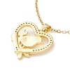 Clear Cubic Zirconia Heart with Bird Pendant Necklace NJEW-O125-25G-2