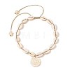 Summer Natural Freshwater Shell Carved Pendant Necklaces NJEW-JN06566-02-2