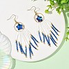 Star Glass Seed Beaded Dangle Tassel Earrings EJEW-MZ00777-01-1