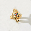 Geometric Brass Micro Pave Cubic Zirconia Geometric Open Cuff Rings for Women CG3156-5-1