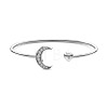 Moon Rhodium Plated 925 Sterling Silver Micro Pave Cubic Zirconia Cuff Bangles for Women BJEW-C062-05P-1