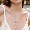 10Pcs 5 Styles Opalite & Synthetic Turquoise & Natural Amethyst & Tiger Eye & Rose Quartz Chip and Alloy Hollow Moon Big Pendants FIND-BM0001-84-5