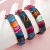 Square Natural Banded Agate(Dyed & Heated) Beaded Stretch Bracelets for Women Men GG-CBA9ACE-B18-1