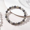 Non-Magnetic Synthetic Hematite & Natural Labradorite Beads Stretch Bracelets for Women Men BJEW-JB13404-1