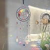 7 Chakra Natural Mixed Stone Chips Tree of Life Woven Net/Web with Feather Hanging Ornaments HJEW-A013-05-2