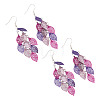2 Pairs 430 Stainless Steel Leaf Dangle Earrings EJEW-TA0001-83E-3