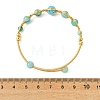 Herringbone Wire-Wrapped Natural Hemimorphite Brass Cuff Bangles BJEW-JB14039-02-4