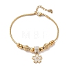 European Style Polymer Clay Rhinestones & 201 Stainless Steel & Natural Shell Charm Bracelets BJEW-G765-03G-01-4