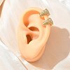 C-Shaped with Oval Brass Micro Pave Clear Cubic Zirconia Cuff Earrings EJEW-L316-01G-09-1