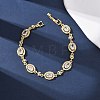 Oval Brass Micro Pave Cubic Zirconia Link Chain Bracelets for Women BJEW-D387-04G-07-2