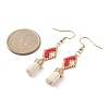 Seed Beaded Rhombus with Tassel Dangle Earrings EJEW-MZ00080-02-2