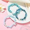 3Pcs 3 Styles Natural & Synthetic Mixed Gemstone Chip & Natural Cultured Freshwater Pearl Beaded Stretch Bracelets Set for Women BJEW-JB13762-05-1