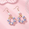 Printed Porcelain Round Dangle Earrings EJEW-JE06838-02-2