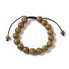 10mm Round Natural Wood Lace Stone Braided Bead Bracelets BJEW-C067-01C-17-3