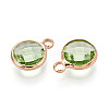Golden Tone Brass Glass Charms X-GLAA-ZX008-24K-G-2