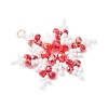 Glass Seed Beaded Snowflake Pendants PALLOY-MZ00890-03-3