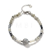 Natural Labradorite Round & Synthetic Non-magnetic Hematite & White Shell Beaded Bracelets for Women BJEW-K251-02E-2