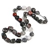 Natural Bloodstone Nuggets Beaded Necklaces for Women Men NJEW-K388-01G-1