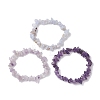 3Pcs Natural Lavender Amethyst & Natural Blue Lace Agate Chip Beaded Stretch Bracelet Sets BJEW-JB10864-4