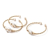Brass Wire Wrapped Natural Baroque Pearl Cuff Bangles for Women BJEW-D453-02G-4