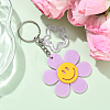 Sunflower with Smiling Face & Star Transparent Acrylic Keychains KEYC-YW00229-05-1