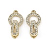 Brass Clear Cubic Zirconia Fold Over Clasps KK-Z078-09G-1