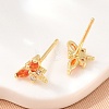 Brass Micro Pave Cubic Zirconia Stud Earrings for Women KK-A305-08G-03-3