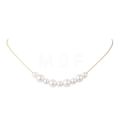 Round Shell Pearl Beaded Necklace & Bracelet & Dangle Earring Sets SJEW-JS01337-1