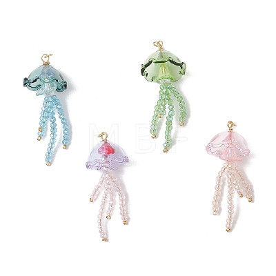 Glass with Acrylic Big Pendants PALLOY-JF04982-1
