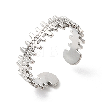 304 Stainless Steel Zipper Shape Open Cuff Ring for Women RJEW-K245-36P-1