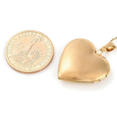 304 Stainless Steel Heart Locket Pendant Cable Chain Necklaces for Women NJEW-M050-04E-G-1