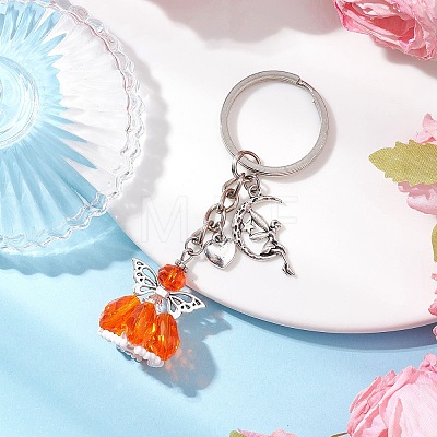 Glass & Tibetan Style Alloy Keychain KEYC-MZ00037-07-1