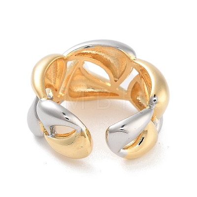 Brass Teardrop Open Cuff Ring for Women RJEW-C102-06GP-1