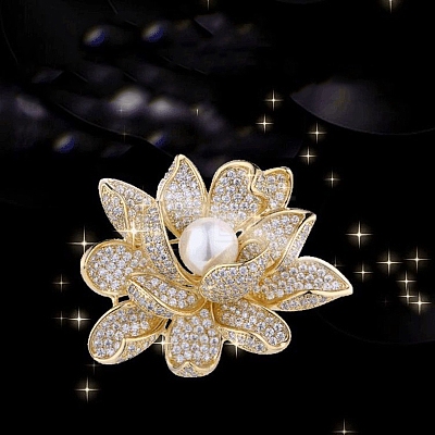 Flower Alloy Crystal Rhinestone Brooch PW-WG24C40-01-1