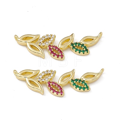 Rack Plating Brass Micro Pave Colorful Cubic Zirconia Connector Charms ZIRC-I061-01G-1