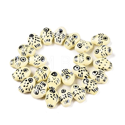 Handmade Printed Porcelain Beads Strand PORC-T133-02G-1