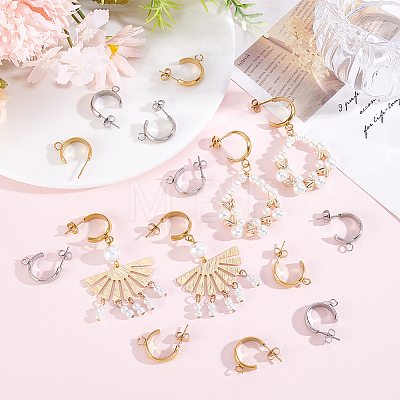 16Pcs 304 Stainless Steel Stud Earring Findings STAS-BBC0010-20B-1