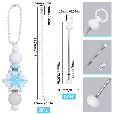 8Pcs Iron Bar Beadable Pendant Decorations for Jewelry Making DIY Crafts IFIN-SC0001-76-1