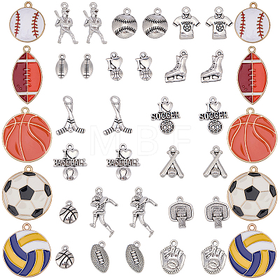 40Pcs 20 Styles Sports Tibetan Style Alloy & Alloy Enamel Pendants FIND-BM0001-58-1