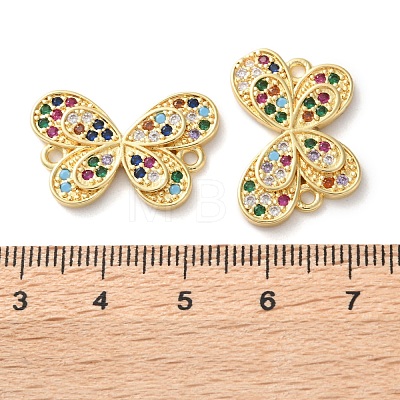 Rack Plating Brass Cubic Zirconia Butterfly Connector Charms KK-C084-31A-G02-1