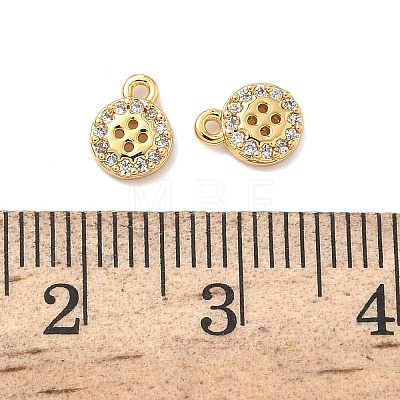Brass Micro Pave Cubic Zirconia Flat Round Button Charms KK-A281-02G-1
