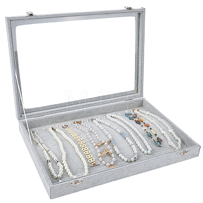 Wood Coverd with Velvet Necklaces Display Cases AJEW-WH20054-340B-1