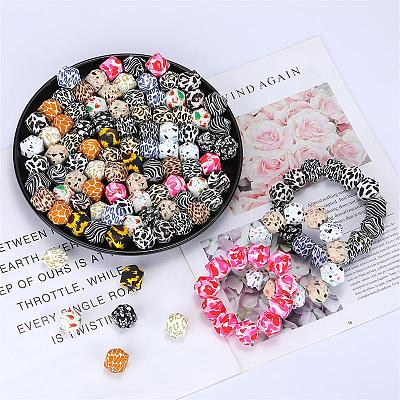 Colorful Pattern Printed Silicone Beads SI-JX0022A-06-1