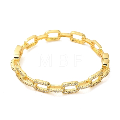 Brass Micro Pave Clear Cubic Zirconia Hollow Rectangle Bangles for Women BJEW-M312-11G-1