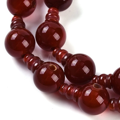 Natural Carnelian 3-Hole Guru Beads Strands G-H064-E08-03A-1