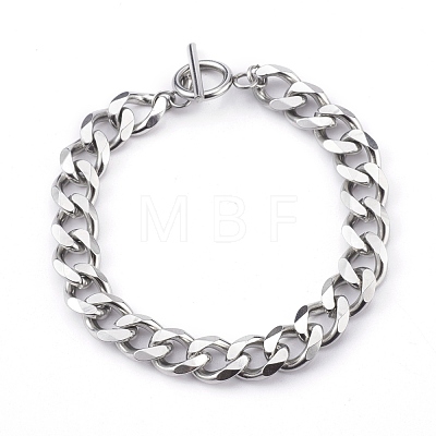 304 Stainless Steel Curb Chains Bracelets & Dangle Huggie Hoop Earrings Sets SJEW-JS01176-1