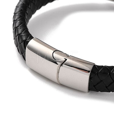 Men's Braided Black PU Leather Cord Bracelets BJEW-K243-16AS-1