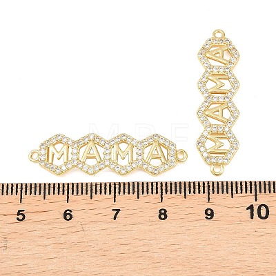 Mother's Day Brass Micro Pave Clear Cubic Zirconia Connector Charm KK-F931-27D-G-1