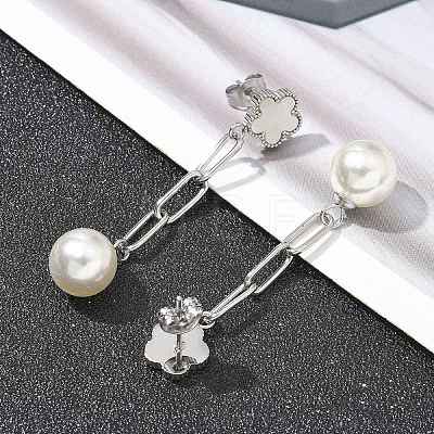 304 Stainless Steel Flower Dangle Stud Earrings EJEW-C096-54P-1