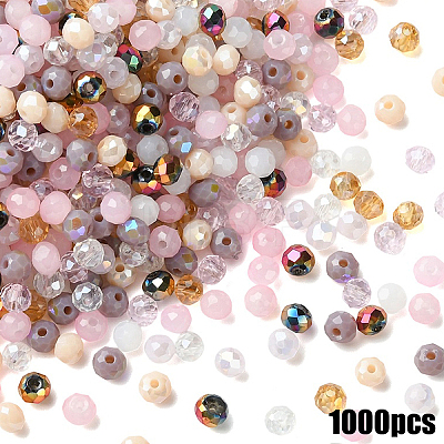 1000Pcs 10 Colors Electroplate Transparent Glass Beads EGLA-YW0005-72C-1